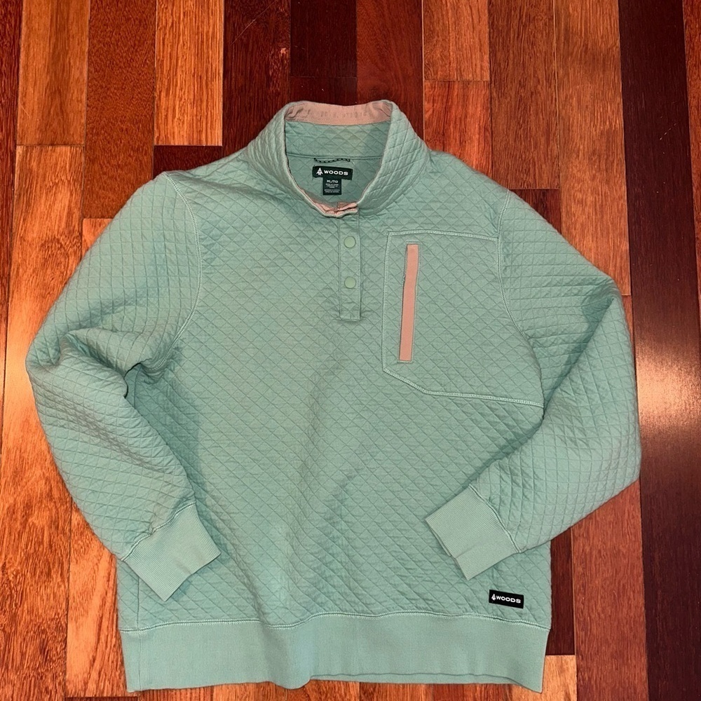 Woods | Women’s mint green quilted pullover sweater size XL